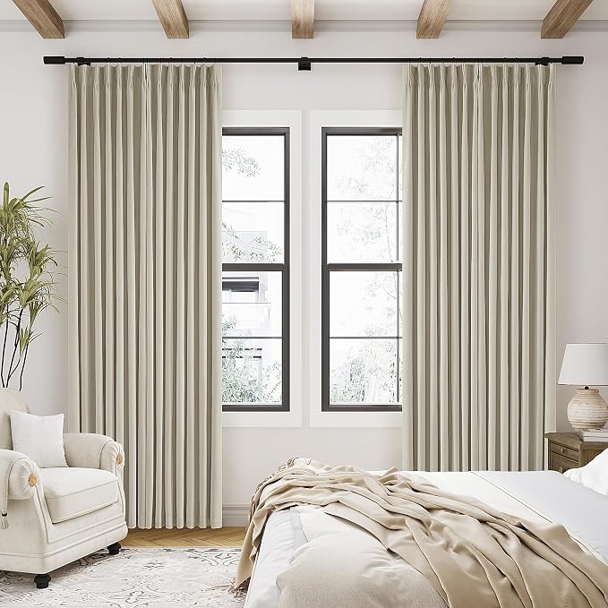 Burlywood Birch 100% Blackout Pinch Pleated Linen Curtains 90 Inches Long | - Image 9
