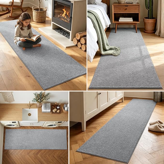 2x8 Grey Runner Rug Washable Non-Slip Soft - Image 3