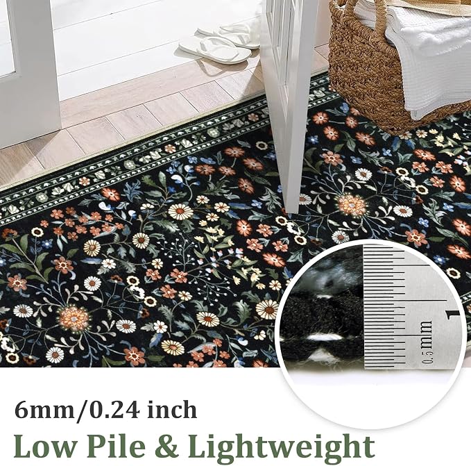 Yamaziot 2x8 Washable Hallway Runner Rug Non Slip Carpet, Colorful Black | Soft - Image 4