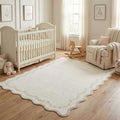 GarveeHome 4x6 Scalloped Washable Area Rug Beige Nursery Kids Bedroom Rug | by GarveeHome