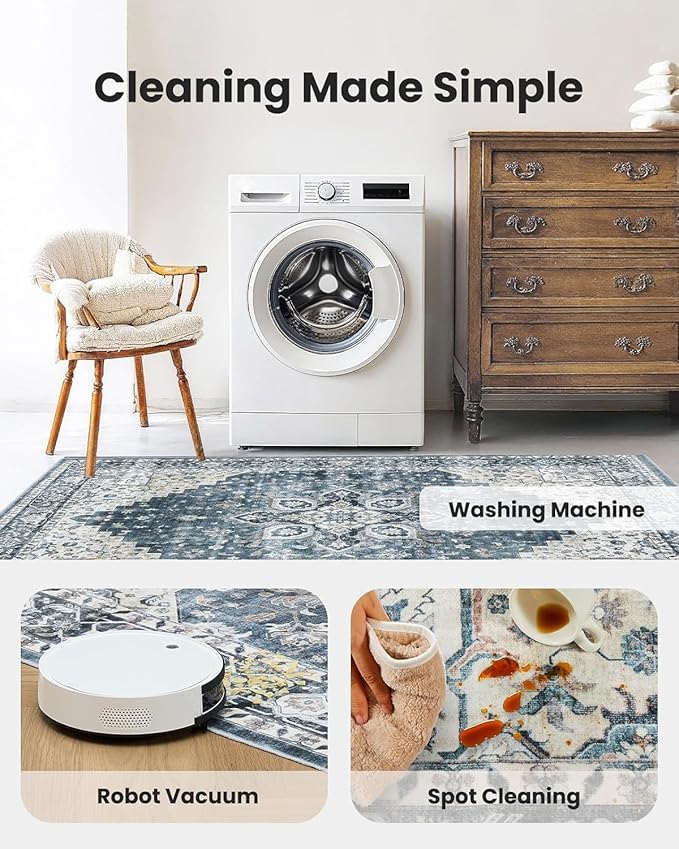 AMADA HOMEFURNISHING 2x3 Washable Area Rug, Low-Profile Entryway Rug - Image 8