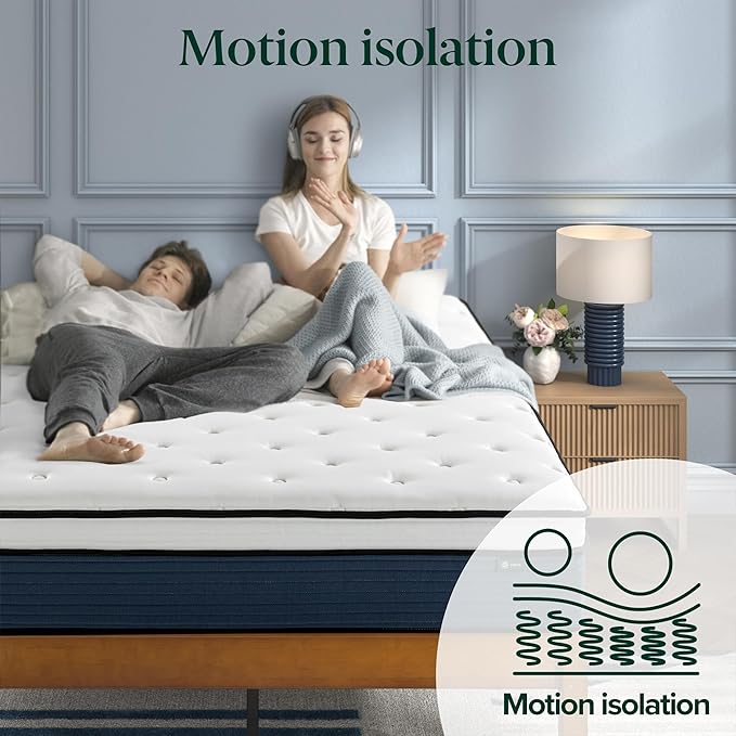 ZINUS 12 Inch Comfort Support Hybrid Mattress [New Version], Queen, Fiberglass Free, Medium Plush, Motion Isolation, Certified Safe Foams & Fabric, Mattress in A Box
