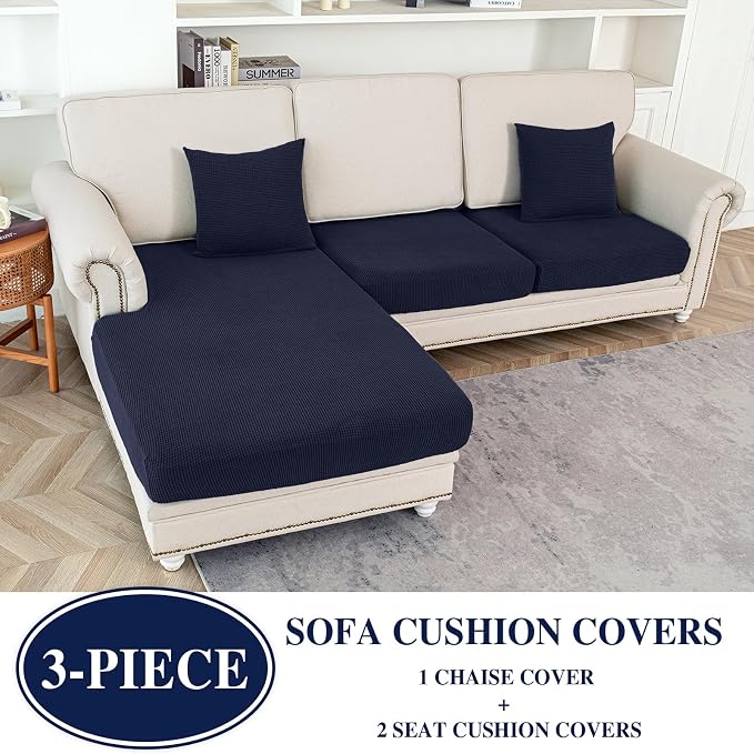 LA MEACK Couch Cushion Covers for Sectional Sofa L Shape Washable Separate Seat - Image 2