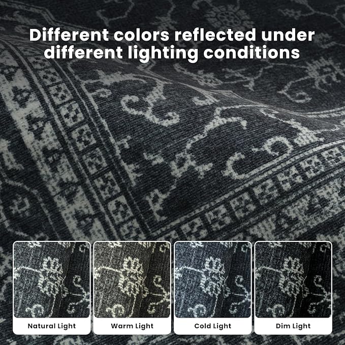 8x10 Washable Area Rugs for Living Room, Dining Room- Black White | Ultra Soft - Image 9