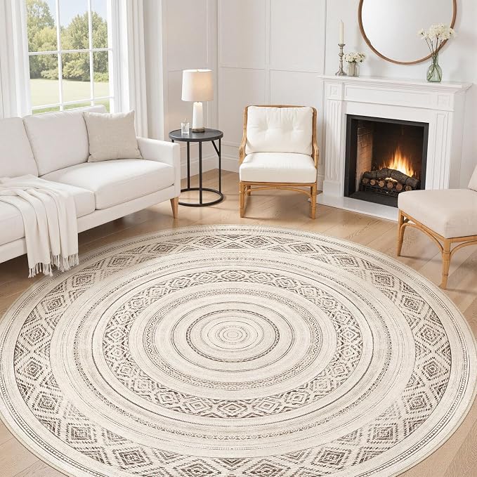 cotiled 8x8 Round Rug 8ft Circle Living Room Boho Area Rugs | Solve Modern by COTILED