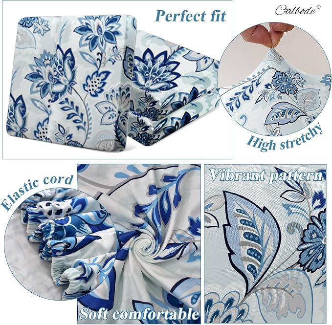CALBODE 12pcs Floral Printed Stretchy Sofa Cushion Covers - Image 4