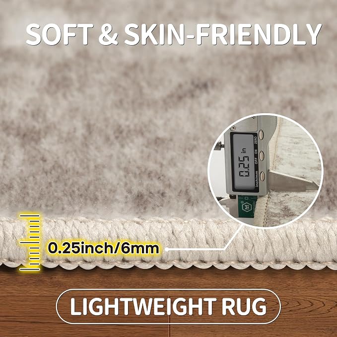 5x7 Area Rugs for Living Room Bedroom Dining Room Washable Brown Grey | Soft - Image 6