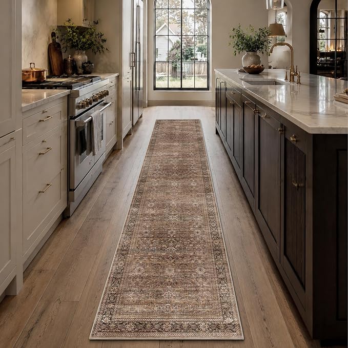 Schweek 2x10 Runner Rug Washable Non Slip Hallway Kitchen Runners Brown | - Image 3