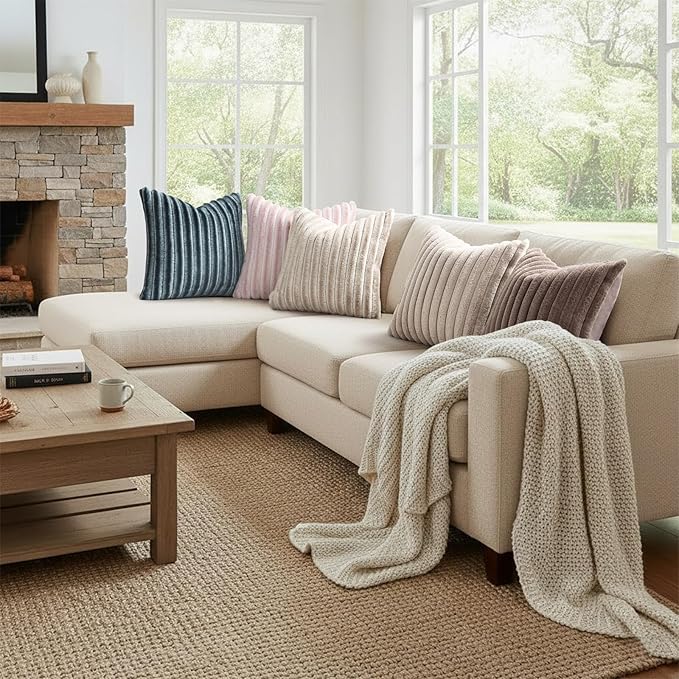 decorUhome Fall Faux Fur Throw Pillow Covers 18x18 Set of 2 Tan | Decorative - Image 7