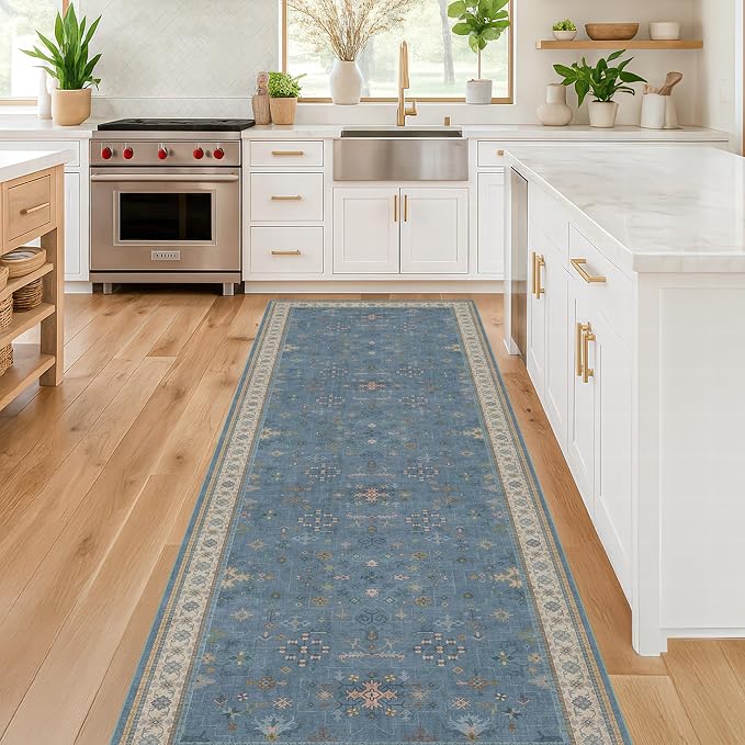 Non Slip 10ft Long Hallway Runner Rug Blue - Image 6
