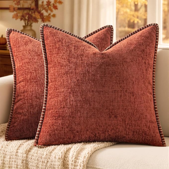 MIULEE Fall Decorative Couch Throw Pillow Covers 20x20 Inch Burnt Orange | 2 by MIULEE