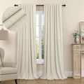 Burlap Curtains 90 Inches Long for Bedroom 2 Panel 100 Percent Blackout Linen by Pitalk