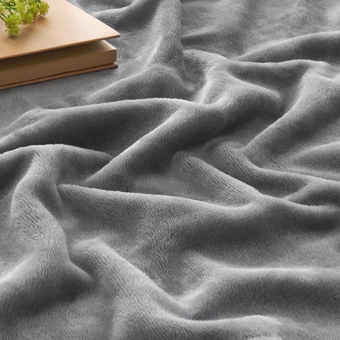 BEDELITE Fleece Blanket Soft Plush Queen Size Bed Blanket Grey 90"x90" | Ultra - Image 4
