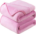 Flannel Fleece Travel Size Summer Blanket All Season 350GSM Lightweight Throw for The Bed Extra Soft Brush Fabric Winter Warm Sofa Blanket 50"*61"(Pink Travel)