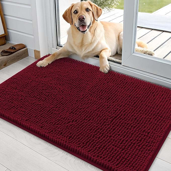 OLANLY Dog Door Mat for Muddy Paws 36x24, Super Absorbent Chenille Mud Mat | by OLANLY