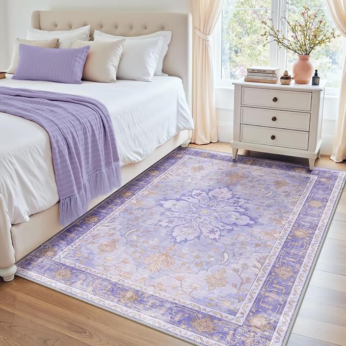 RELEANY Washable Area Rug, Water Repellent, Pet Friendly, Vintage Floral Boho - Image 2