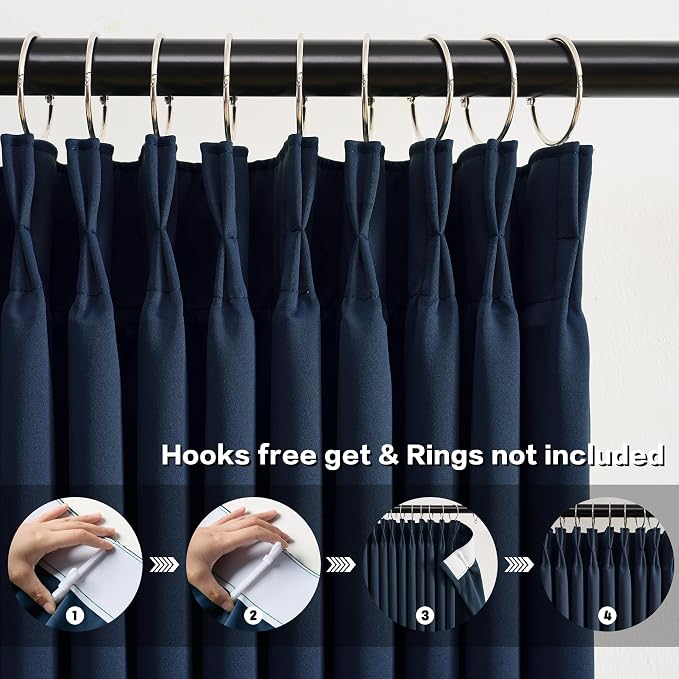 Navy Blackout Curtains 72 Wide x 84 inch Long 2 Panels - Image 2
