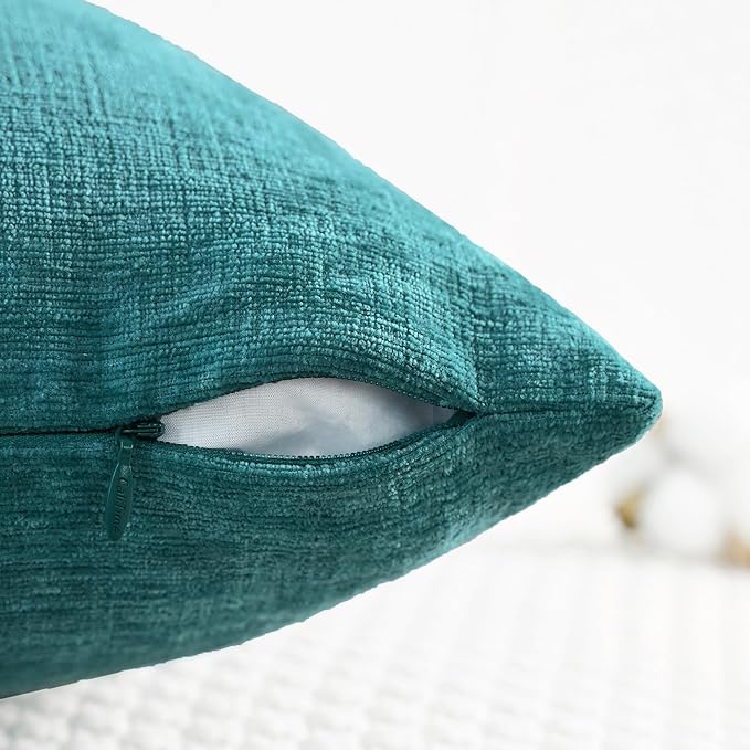 CaliTime Decorative Couch Throw Pillow Covers 18 X 18 Inches Teal | Pack of 4 - Image 4