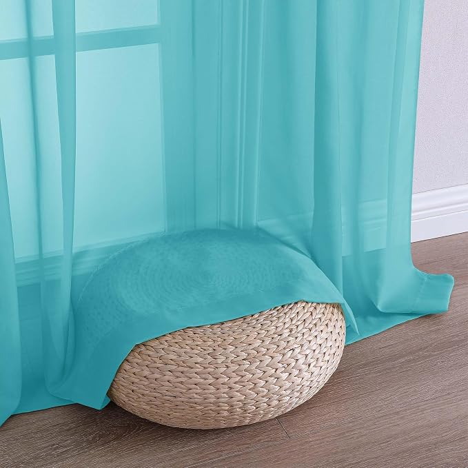 Turquoise Sheer Curtains 120 Inches Long 2 Panels Set, 59 Inch Extra Wide Soft - Image 5