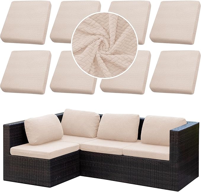 8PCS Patio Cushion Covers.Patio Furniture Couch SeatSlipcovers | Washable by SUKAIKEQA