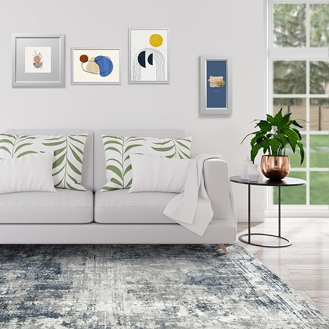 Aelenmu 10x14 Area Rugs for Living Room Dining Room Washable Blue Grey | Soft - Image 3