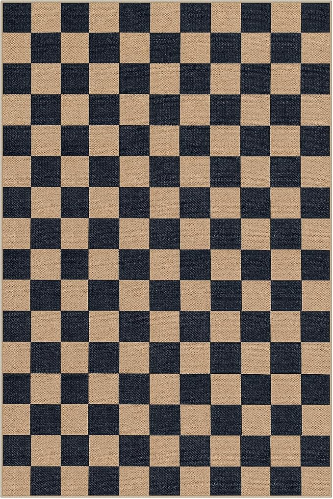 Lahome Checkered Easy Jute 6x9 Area Rugs, Outdoor Patio Rug Washable | - Image 9