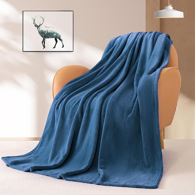 BEAUTEX Fleece Blanket King Size Super Soft Flannel Throw Blanket Lightweight Fuzzy Plush Blanket for Couch Sofa or Bed All Seasons (Dusty Blue, 108" x 90")