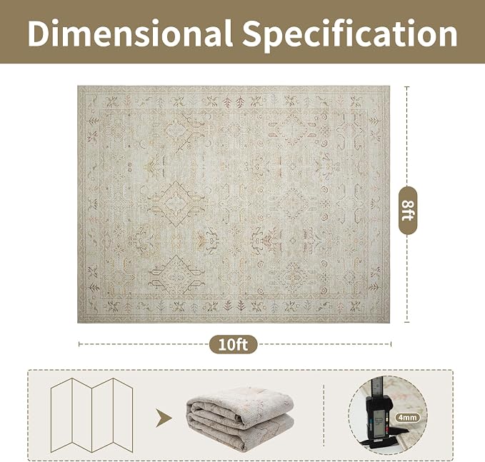 8x10 Washable Area Rugs for Living Room, Dining Room - Image 2
