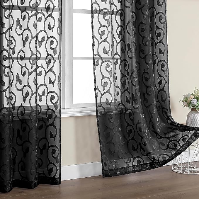 Furman Sheer Black Curtains 90 inches Long - Image 2