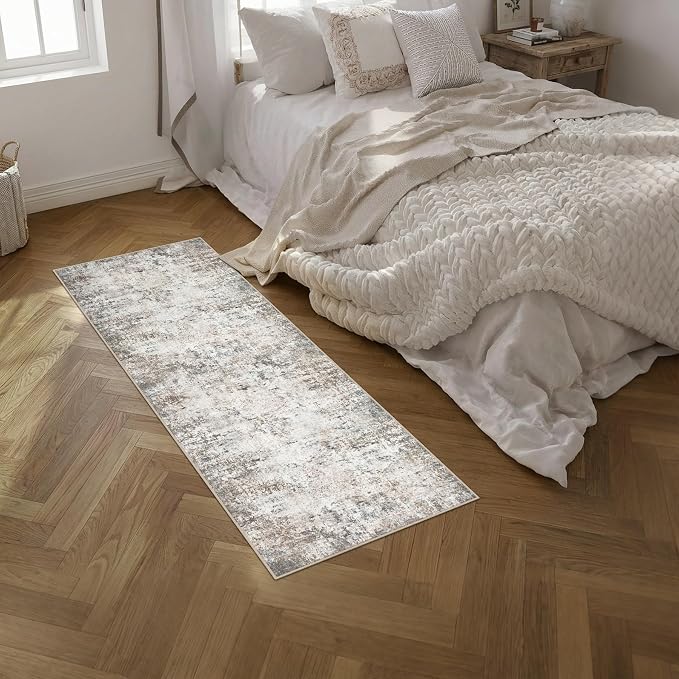 2x6 Washable Runner Rug：Modern Abstract Kitchen Soft Carpet Brown | - Image 2