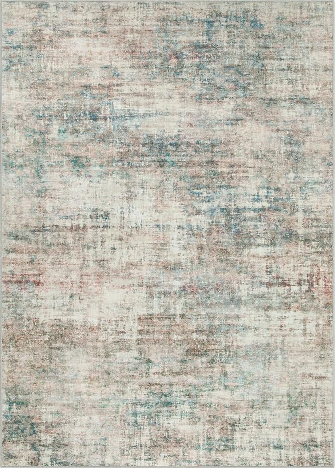 10x14 Area Rugs for Living Room: Washable Abstract Multi Color Carpet | - Image 4