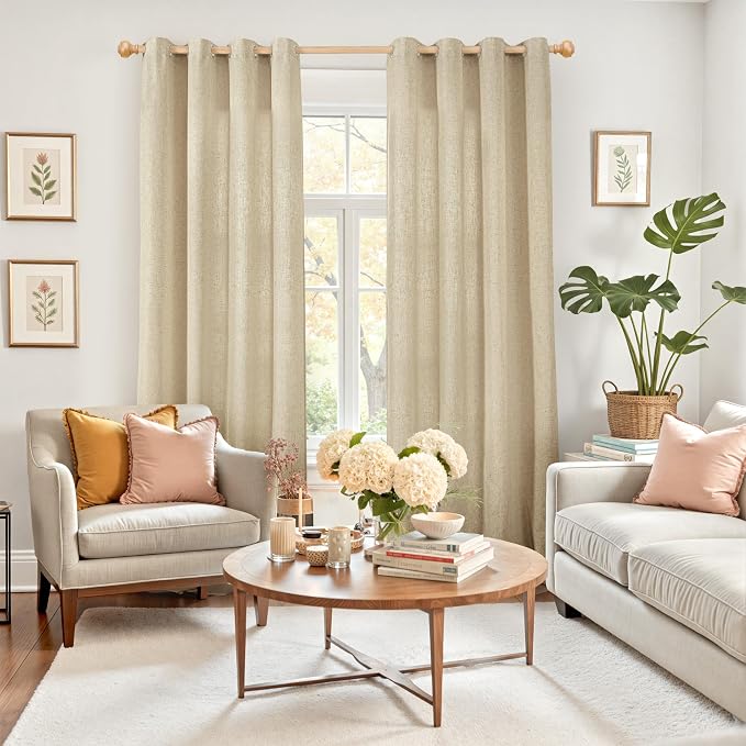 YoungsTex Extra Long Linen Curtains 95 Inch Length - Image 2