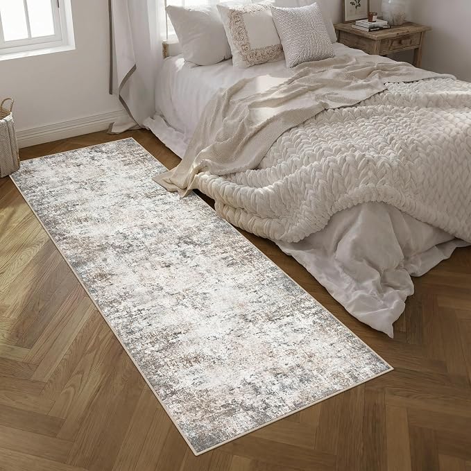 3x10 Washable Runner Rug：Modern Abstract Kitchen Soft Carpet Brown | - Image 2