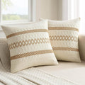 MIULEE Set of 2 Neutral Boho Decorative Pillow Covers 20x20 Inch | Farmhouse by MIULEE