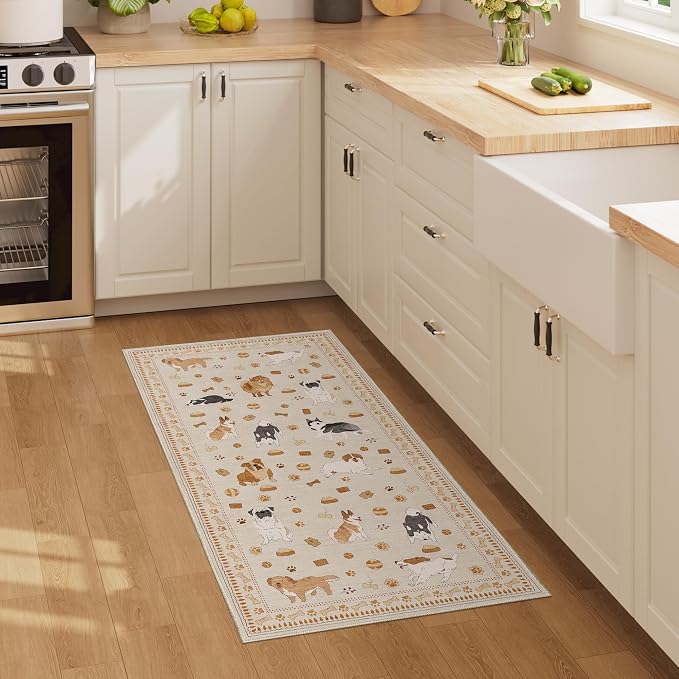DUKINO 2x4 Rug Runner, Washable Dog Bathroom Rug Soft Non Slip Beige Yellow | - Image 7
