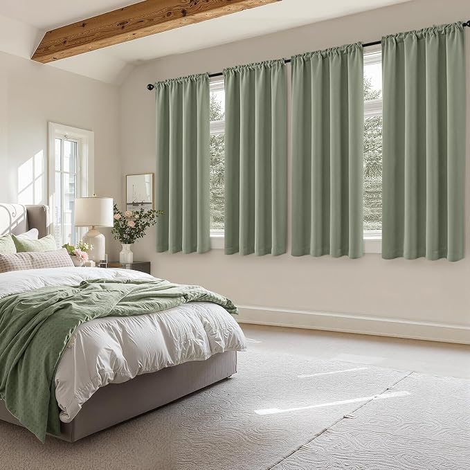 MIULEE 4 Panels Set Sage Green Blackout Curtains 63 Inch Length Bedroom | - Image 8