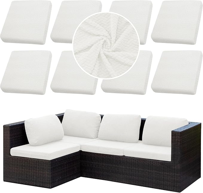 8PCS Patio Cushion Covers.Patio Furniture Couch SeatSlipcovers | Washable by SUKAIKEQA