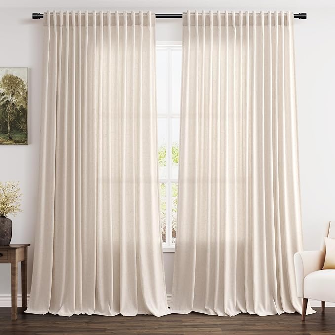 Extra Wide 100x96 Inch Linen Curtains by Nanspring