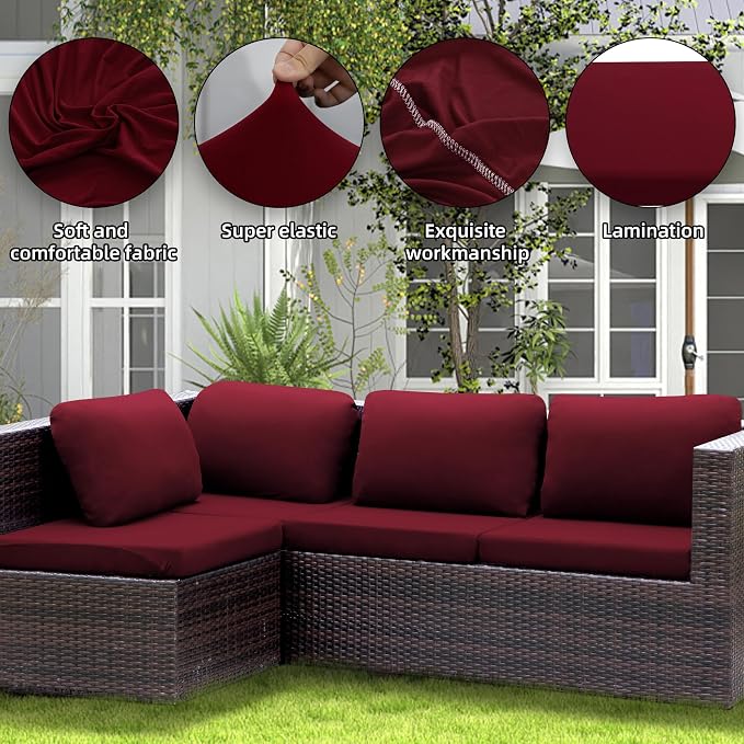 14PCS Patio Cushion Covers, Patio Furniture Couch Seat Slipcovers | Washable - Image 3