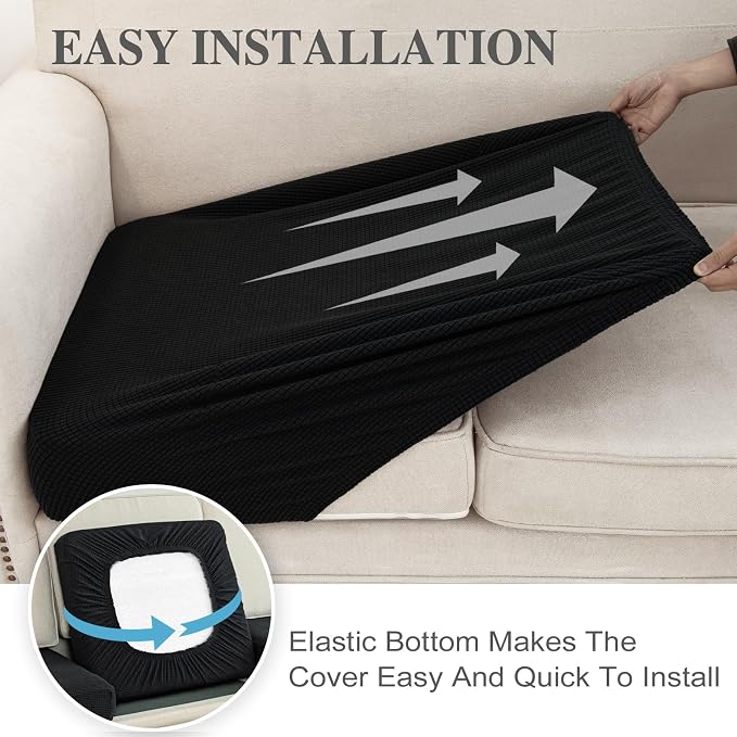 LA MEACK Couch Cushion Covers Seat Cushion Cover Stretch Couch Cover Separate - Image 5