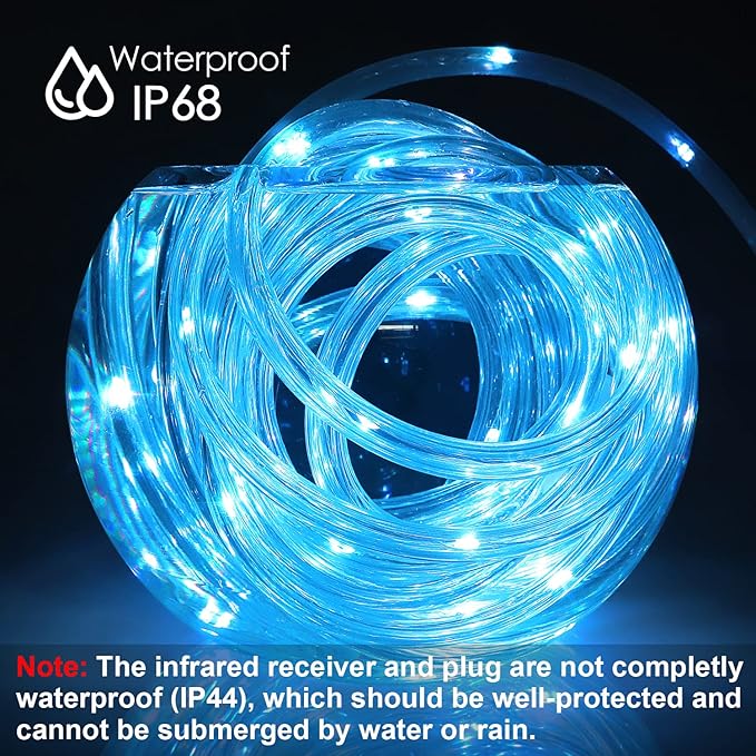 OMIKA 120 LED Rope Lights Plug in, 40ft 16 Colors Changing Outdoor String Light Waterproof with Remote Timer Twinkle Lights for Wedding Garden Patio Party Indoor Outdoor Decor(132 Modes)