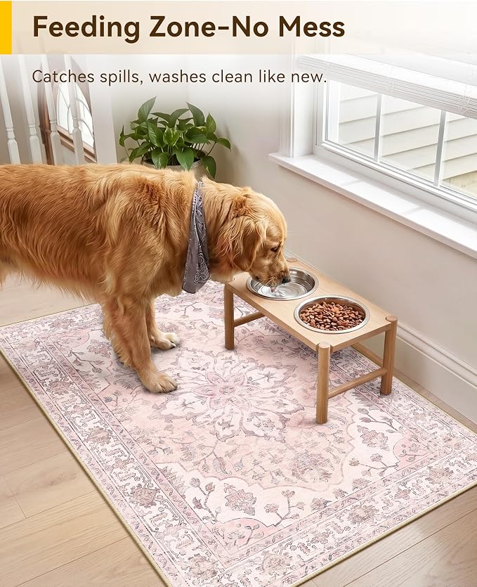 RELEANY Washable Area Rug, Small 2'x3', Water Repellent, Pet Friendly, Vintage - Image 3