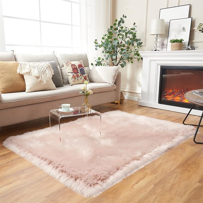 EasyJoy Ultra Soft Fluffy Shaggy Area Rug Faux Fur Rug Chair Cover Seat Pad - Image 2