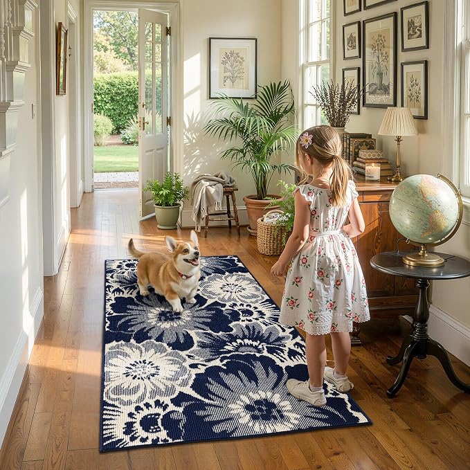 Findosom Washable Area Rug 3x5, Non Slip High-Low Textured Floral Rugs - Image 3