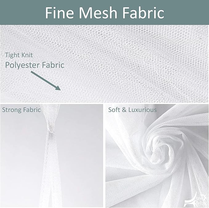 Just Relax Decorative Elegant Bed Net Canopy Set Including Full Hanging Kit, Ideal for Indoors or Outdoors, Intended for a for Covering Beds, Cribs, Hammocks (White, Twin/Full)
