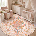 RELEANY Washable Area Rug, Round 5ft, Water Repellent, Pet Friendly, Vintage by RELEANY