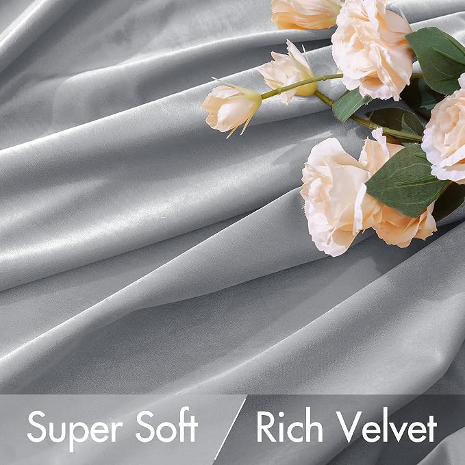MIULEE Greyish White Velvet Blackout Curtains 52x96 inches 2 Panels | Luxury - Image 4