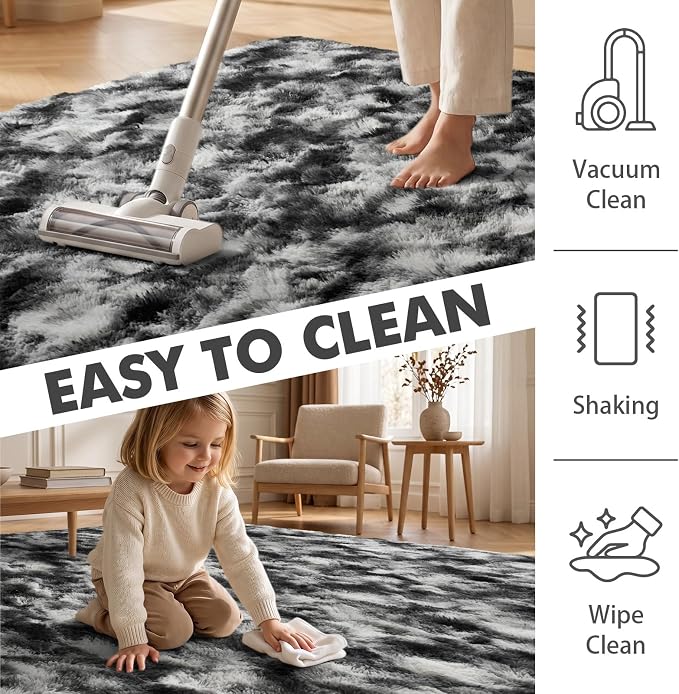 4x6 Ft Shag Area Rug for Bedroom Living Room, Tie-Dyed Ultra Soft Fluffy Furry - Image 7