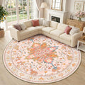 RELEANY Washable Area Rug, Round 10ft, Water Repellent, Pet Friendly, Vintage by RELEANY