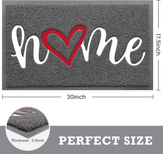 Grey Door Mat Welcome Mats Outdoor Indoor Doormat - Image 3